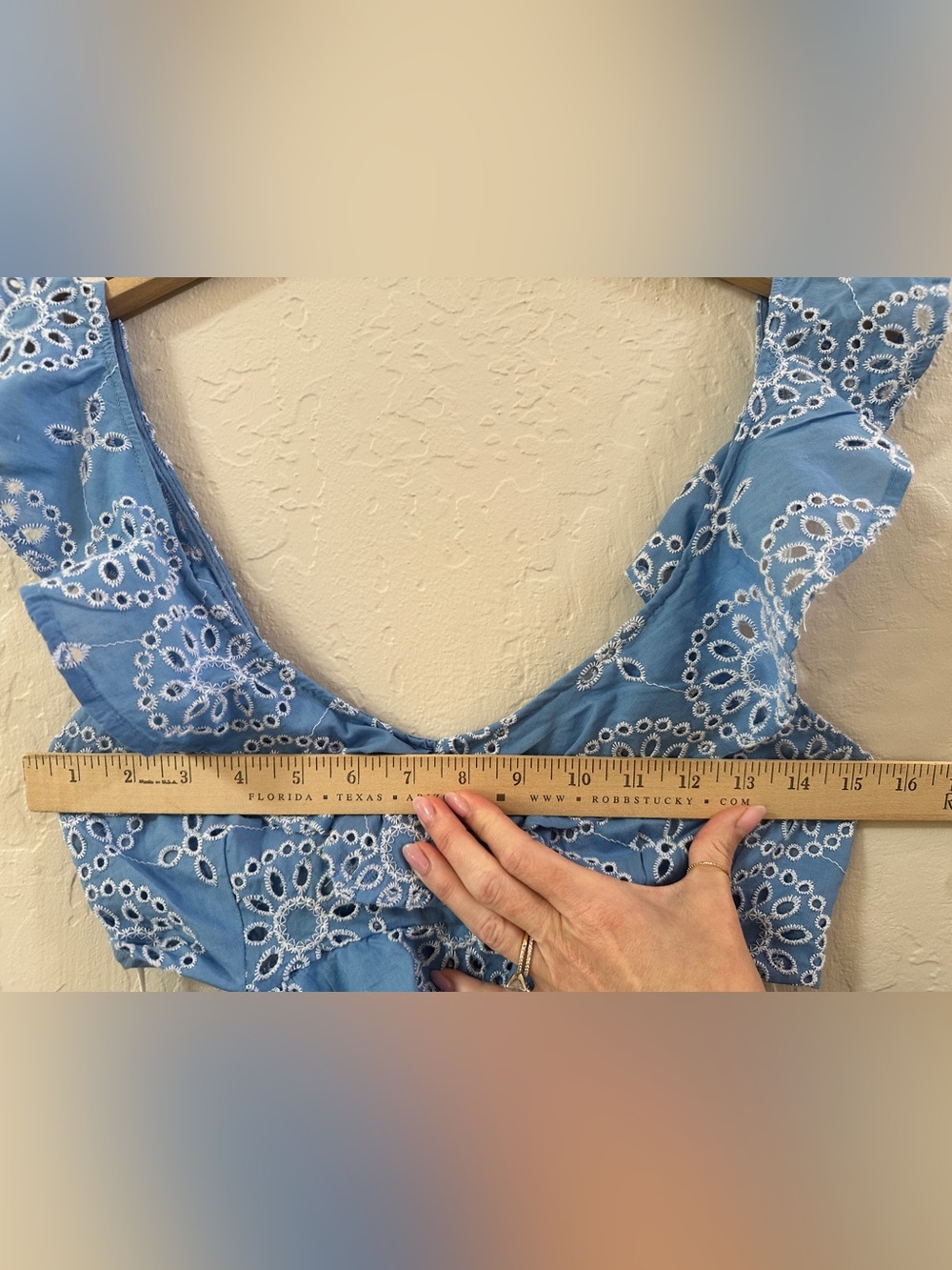 NWT Mango JULIET Openwork Detail Eyelet Ruffle Maxi Dress in Sky Blue - Picture 11 of 11
